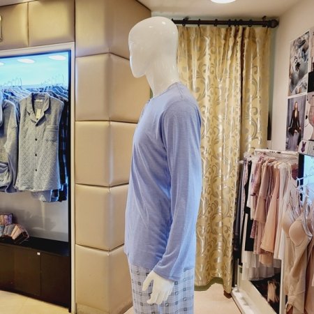 간절기 스판 솔리드 남성상의 홈웨어