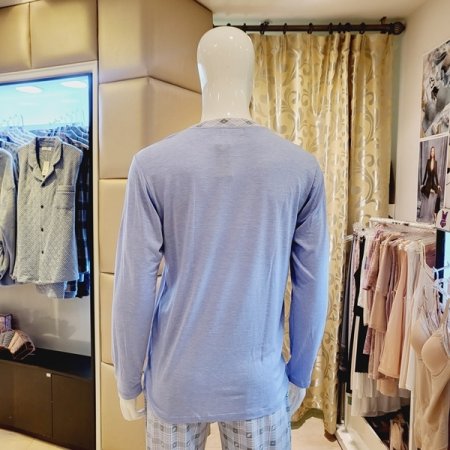 간절기 스판 솔리드 남성상의 홈웨어