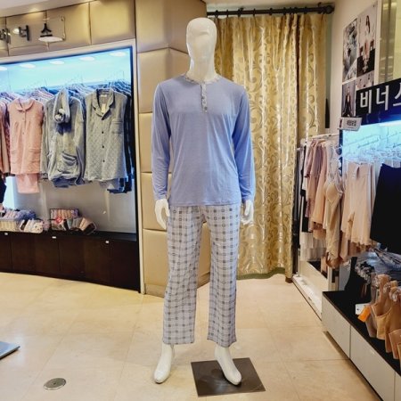 파스텔 체크 간절기 남성 홈웨어세트