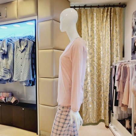 여성 간절기 솔리드 홈웨어상의