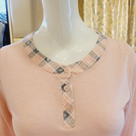 여성 간절기 솔리드 홈웨어상의