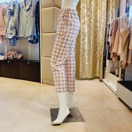 여성 체크 스판 홈웨어 바지