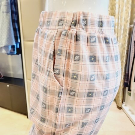 여성 체크 스판 홈웨어 바지