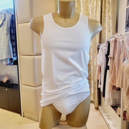 남성 화이트 순면 런닝 삼각팬티세트