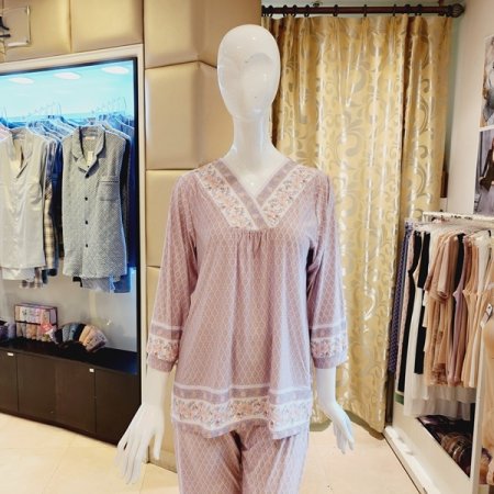 보더꽃나염 폴리스판 홈웨어상의