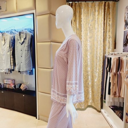 보더꽃나염 폴리스판 홈웨어상의