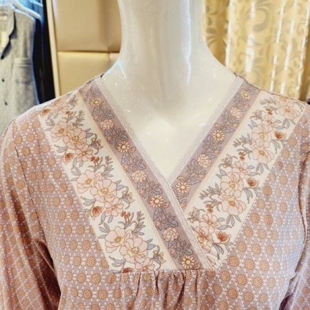 브이넥 꽃보더나염 스판 홈웨어세트