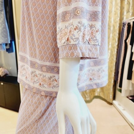 브이넥 꽃보더나염 스판 홈웨어세트