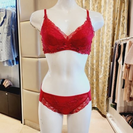 C컵D컵 레이스패드브라 헴팬티 세트