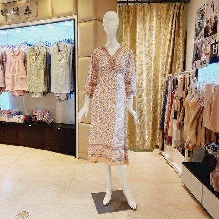 꽃 보더나염 컵드레스 홈웨어