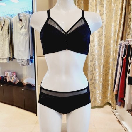 C컵 오르화 노와이어브라 헴팬티세트