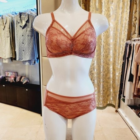 C컵 오르화 노와이어브라 헴팬티세트