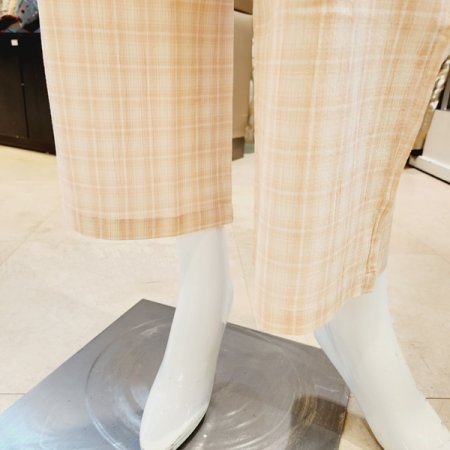 여성 강연 면 선염 체크 파자마세트