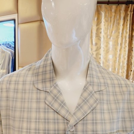 남성 강연 면 선염 체크 파자마세트