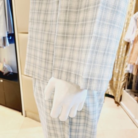 남성 강연 면 선염 체크 파자마세트