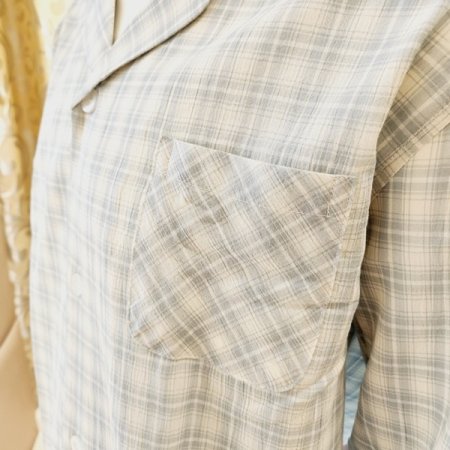 커플 강연 면 선염 체크 파자마세트