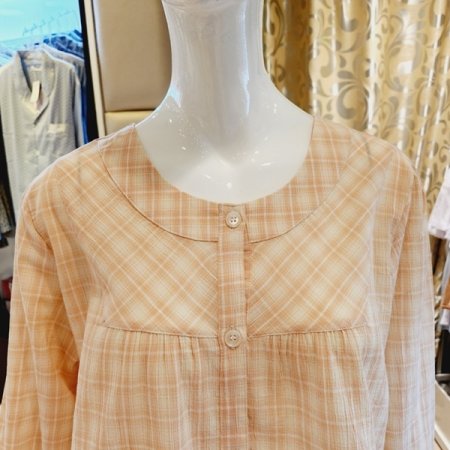 커플 강연 면 선염 체크 파자마세트