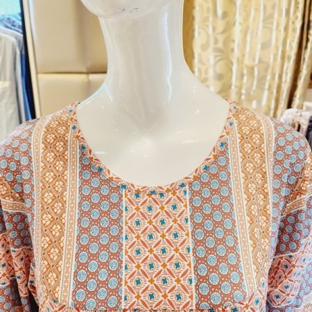 화사한 에스닉프린트 스판 홈 원피스