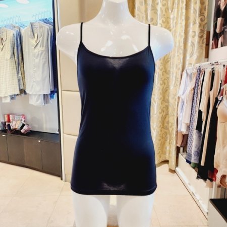 여성 면200수 스판 끈런닝 블랙