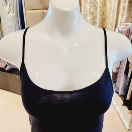 여성 면200수 스판 끈런닝 블랙