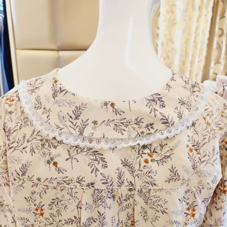 프릴 라운드넥 잔꽃나염 여성 잠옷세트