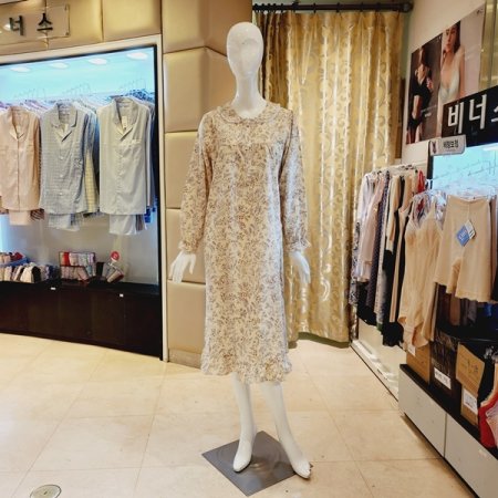 잔꽃나염 프릴라운드넥 원피스잠옷