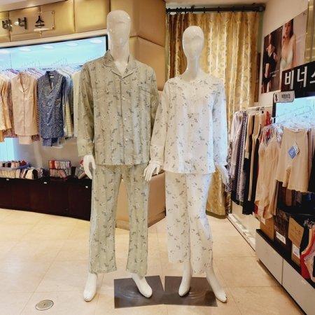 커플 잔꽃나염 면도비 잠옷세트