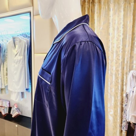 남자 실크필 솔리드 파자마