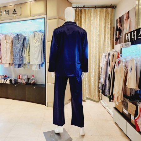 남자 실크필 솔리드 파자마