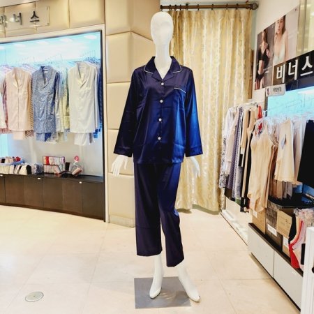 여자 실크필 솔리드 파자마