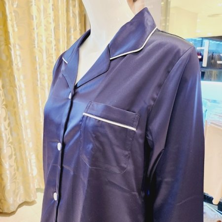 여자 실크필 솔리드 파자마