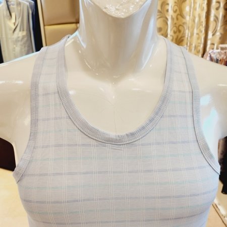 면 선염체크 민소매런닝 삼각팬티세트