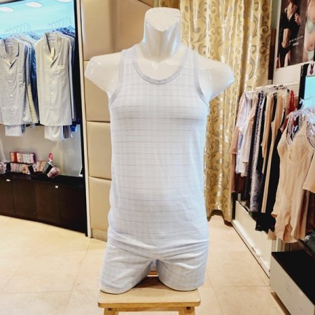 면 선염체크 남성런닝 트렁크팬티세트