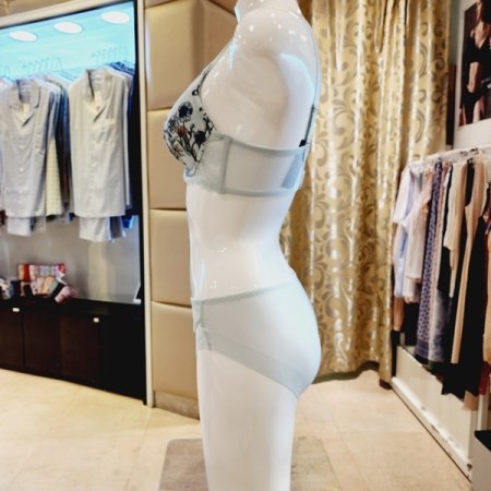 프린트자수 패드브라 헴팬티세트