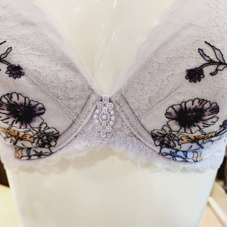 프린트자수 패드브라 헴팬티세트