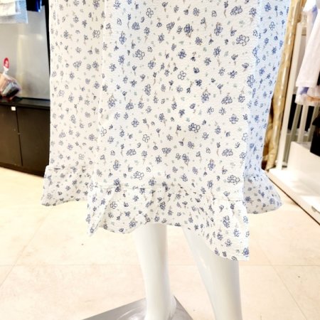 주름지 잔꽃나염 반팔 원피스잠옷