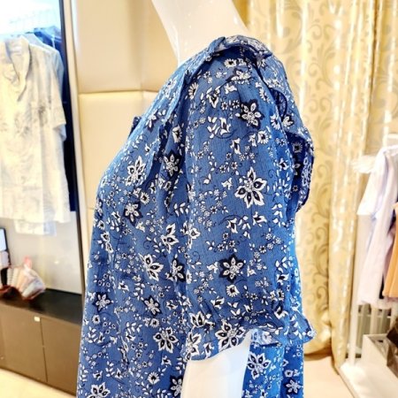 블루 요루 잔꽃나염 원피스 홈웨어