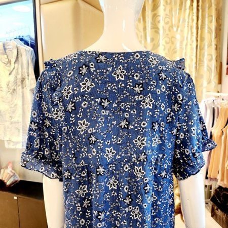 블루 요루 잔꽃나염 원피스 홈웨어