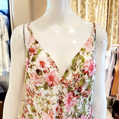 실키촉감 스트랍 플라워 롱 풀슬립