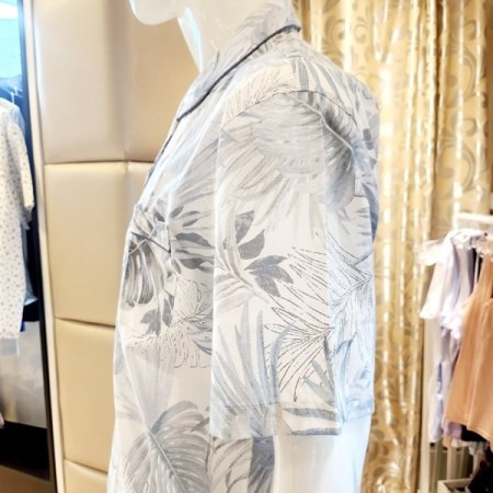 남성 면 아사 프린트 여름 파자마세트