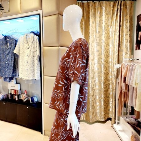 여성 나뭇잎나염 시원한 홈웨어상의