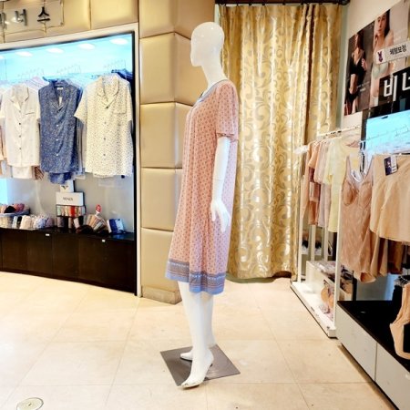 반팔 스퀘어넥 스판 홈웨어 원피스