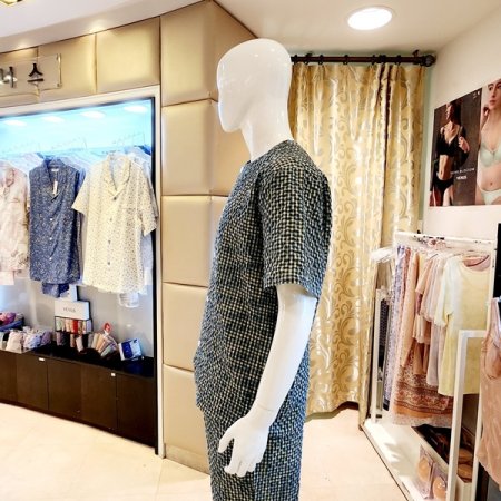 쾌적한 주름 체크 남자 홈웨어상의