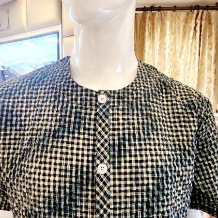 쾌적한 주름 체크 남자 홈웨어상의