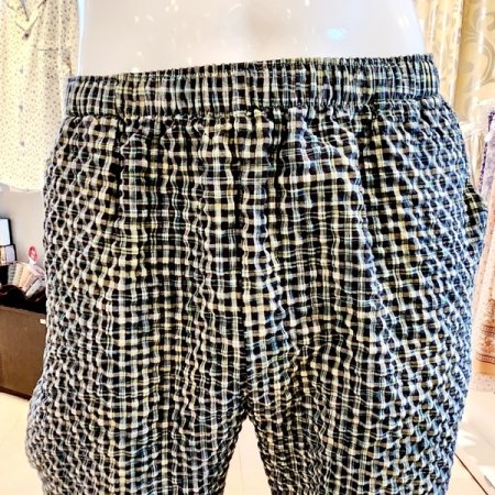 여름 주름 체크 남자 반바지 홈웨어