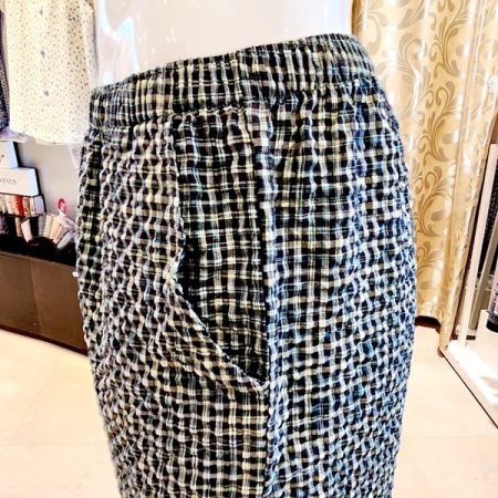 여름 주름 체크 남자 반바지 홈웨어