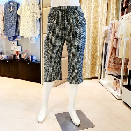 남성 주름 체크 반팔 반바지 홈웨어