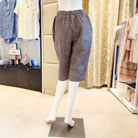 여성 주름 체크 반바지 홈웨어