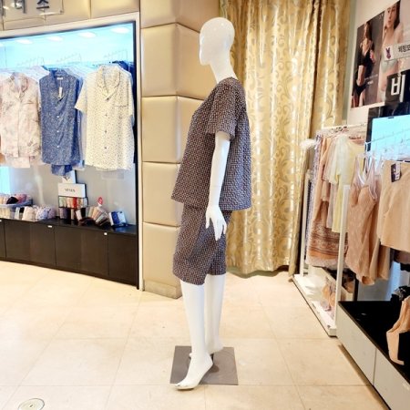 시원한 감촉 주름 체크 여성 홈웨어