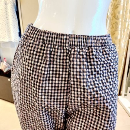 시원한 감촉 주름 체크 여성 홈웨어